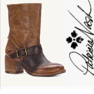 Patricia Nash Lombardy Two-Tone Brown Leather Mid-Calf Boot